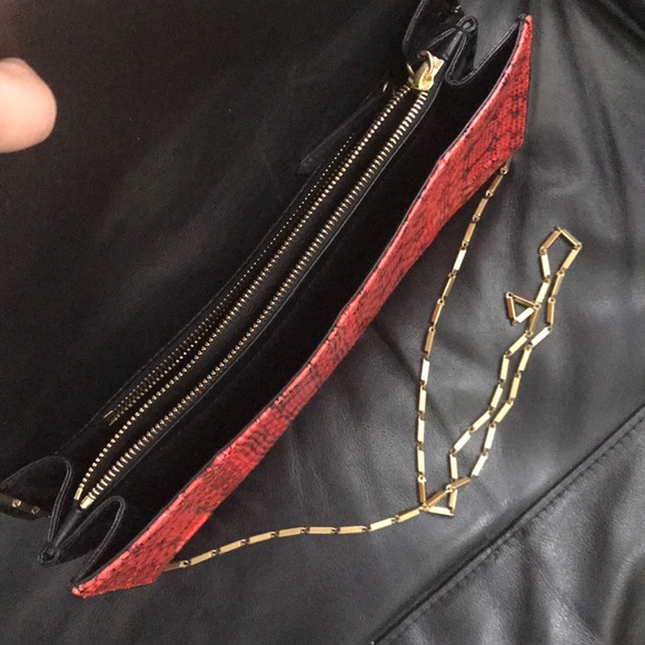 Dries Van Noten red and black snakeskin clutch - Picture 3 of 5